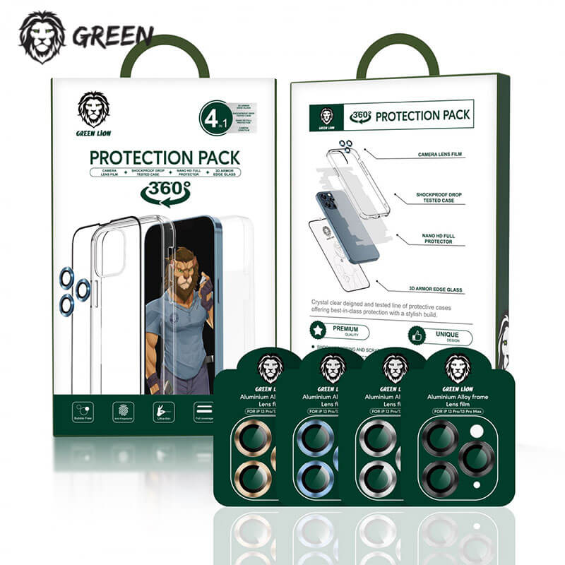 پک قاب و گلس 360 درجه 4 عددی گرین مدل 6.7 اینچ Green Lion 4in1 Protection Pack 