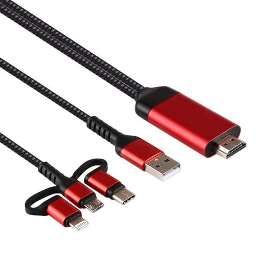 کابل تبدیل HDMI/USB به MicroUSB/USB-C/لایتنینگ نیتو مدل NT-HDMI01 طول 1.8 متر