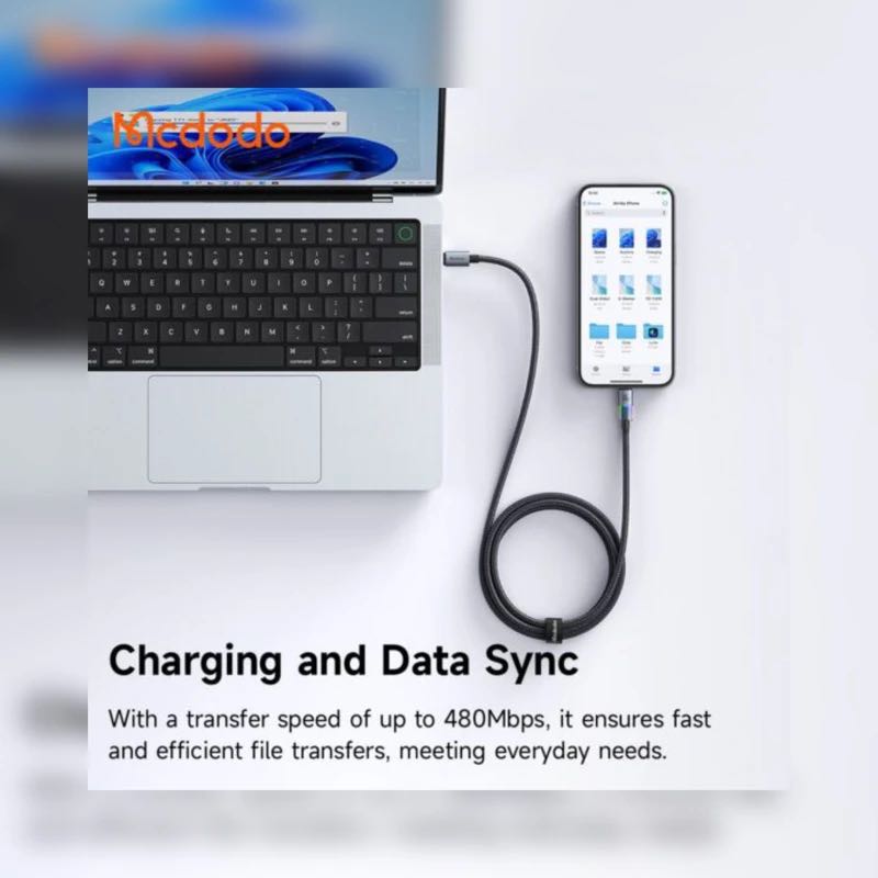 کابل دوسرتایپ سی مک دودو مدل ca-8200 100w طول ۱.۲متر