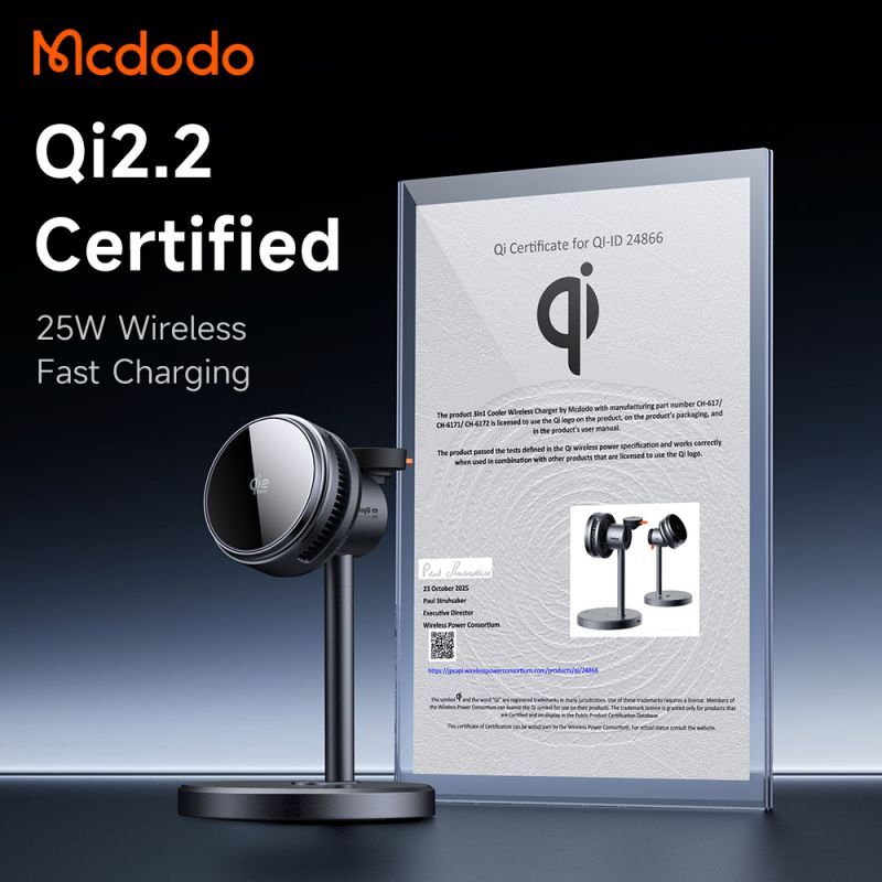 هولدر شارژر وایرلس مگنتی 25 وات مک دودو Mcdodo مدل CH-6170 با فن