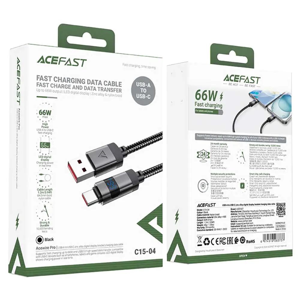 کابل Type-C ایس فست ACEFAST C15-04 طول 1.2 متر توان 66 وات