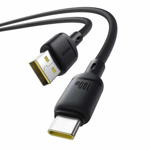 کابل شارژ USB به USB-C بیسوس مدل Silky Series طول 1 متر