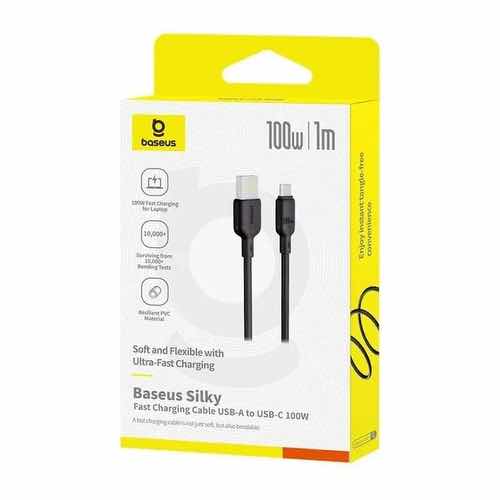 کابل شارژ USB به USB-C بیسوس مدل Silky Series طول 1 متر