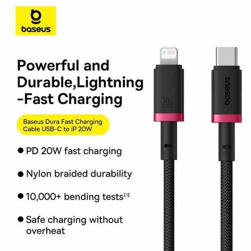 کابل شارژ تایپ سی به لایتنینگ بیسوس مدل Dura Series 20W طول 2 متر