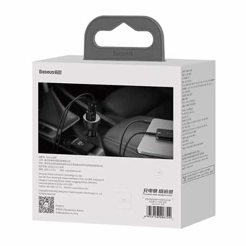 شارژر فندکی باسئوس مدل Superme Digital Display 100w به همراه کابل تبدیل USB-C