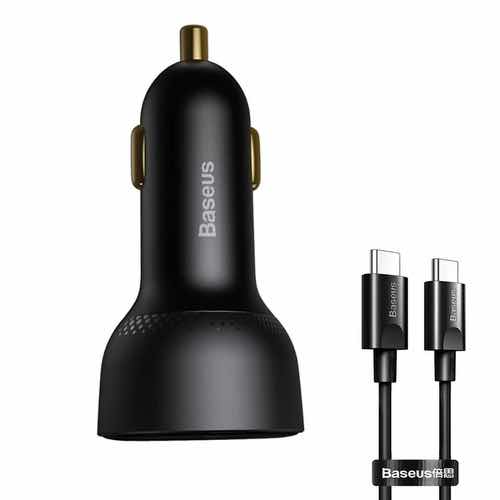 شارژر فندکی باسئوس مدل Superme Digital Display 100w به همراه کابل تبدیل USB-C