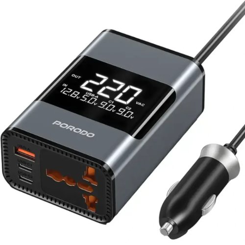 اینورتر برق خودرو پرودو Porodo مدل PDFWCH067GY توان 200 وات
