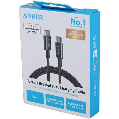 کابل تبدیل USB-C به USB-C انکر مدل A8753 طول 1.8 متر