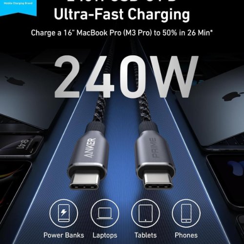 کابل شارژ انکر مدل A88E2 طول ۹۰ سانتی متر USB-C به USB-C